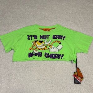 Forever 21 x Cheetos Women Green Graphic Print Cropped T-shirt